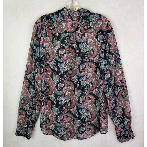 Vtg LIP SERVICE Los ANGELES Sheer Paisley Print Blouse Top Y2K Long Sleeve Large - Picture 7 of 10